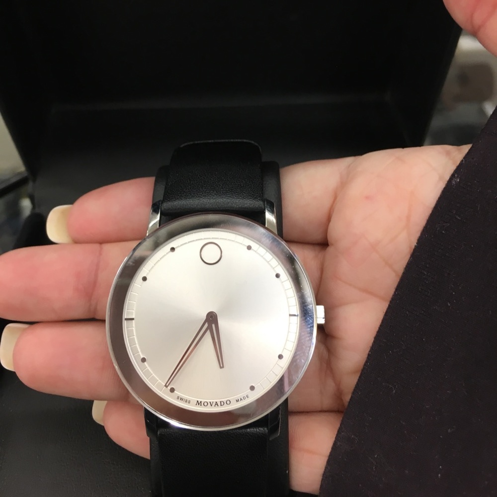 { Movado } Sapphire Mirror Leather Watch - Picture 5 of 6